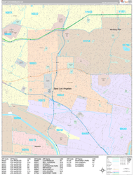 East Los Angeles Wall Map Premium Style 2024